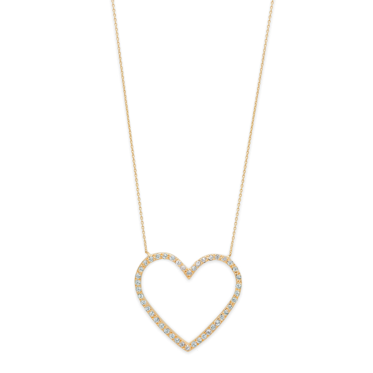 Large Diamond Open Heart Necklace