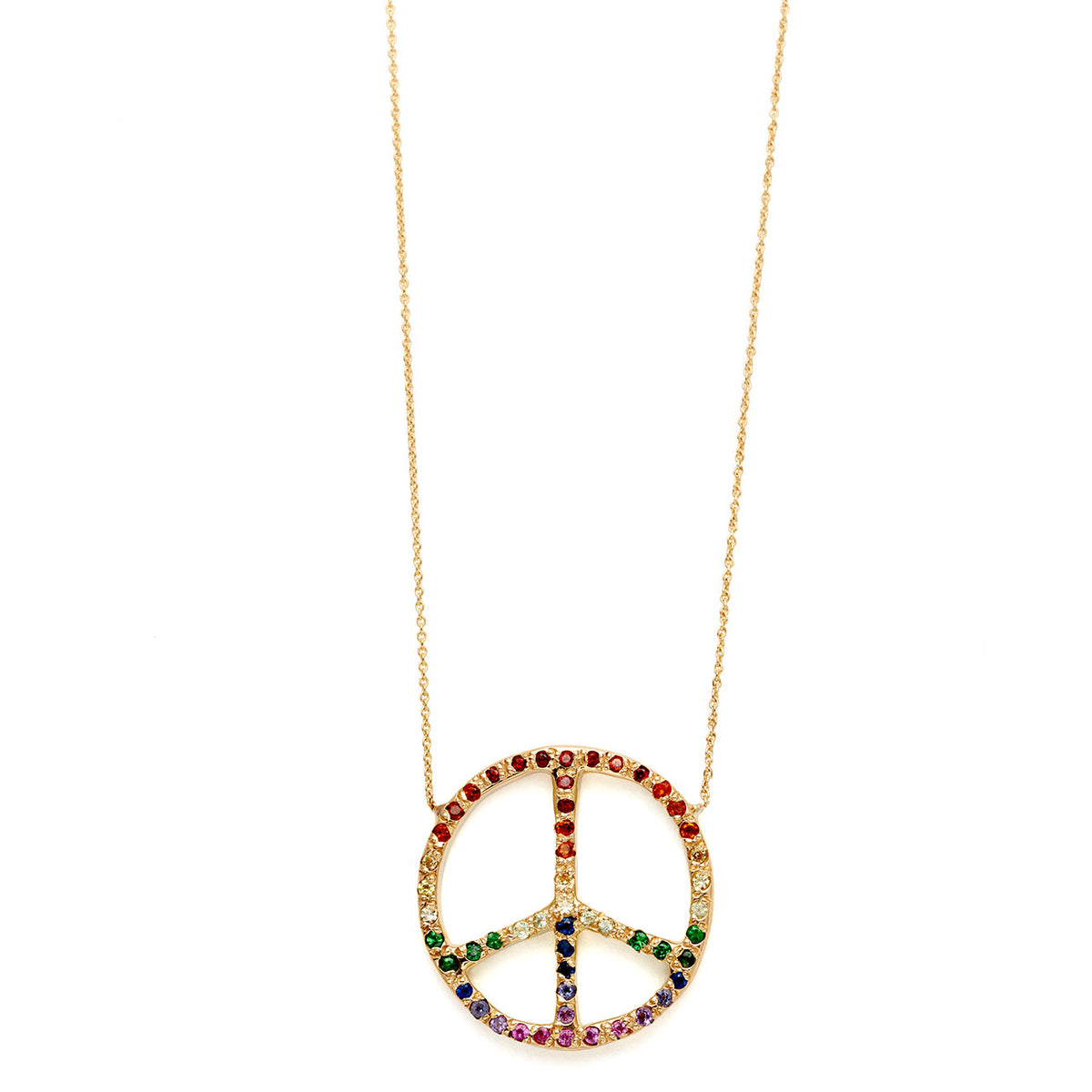 Ombre Rainbow Peace Sign Necklace
