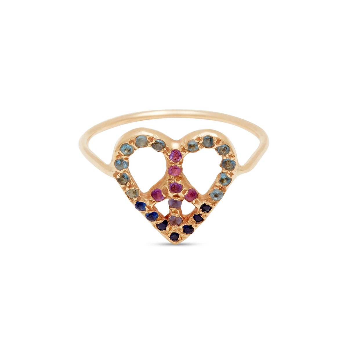Blue Ombre Peace Heart Ring